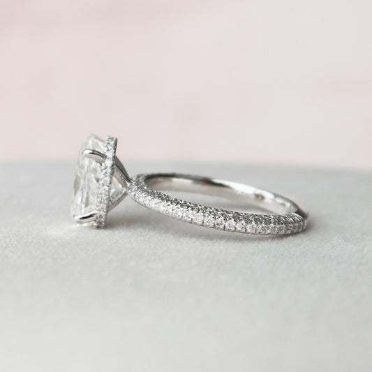 3 CT Oval Hidden Halo & Pave Moissanite Engagement Ring