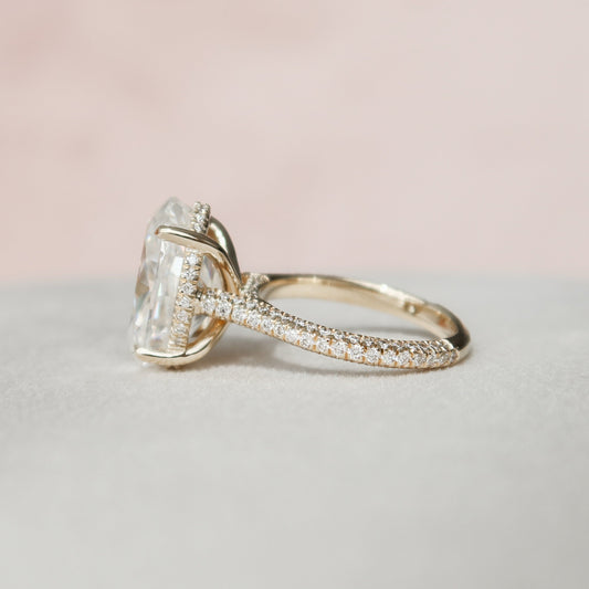 5 CT Oval Hidden Halo & Pave Moissanite Engagement Ring