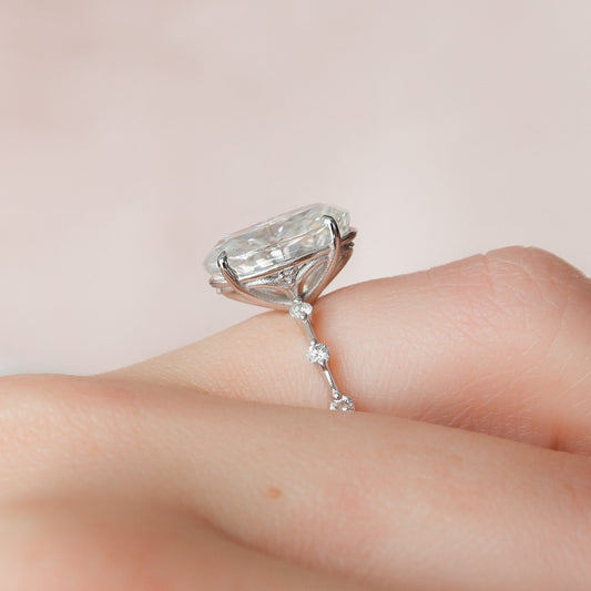 5 CT Oval Dainty Pave Moissanite Engagement Ring