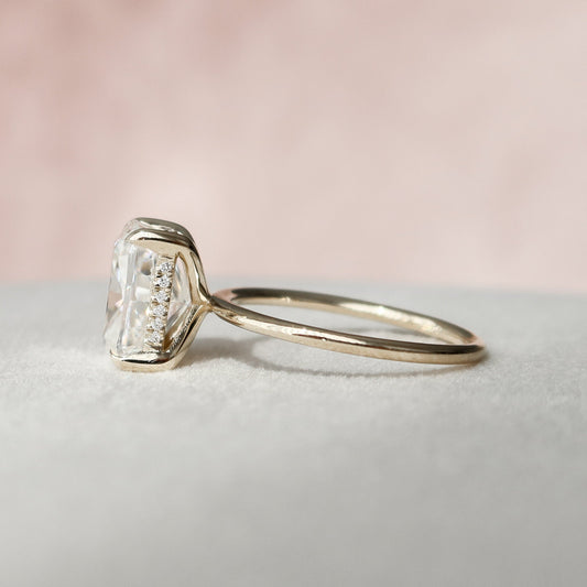 4.5 CT Elongated Cushion Hidden Halo Moissanite Engagement Ring