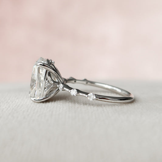 5 CT Elongated Cushion Dainty Pave Moissanite Engagement Ring