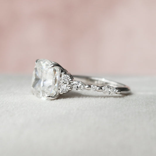 3.5 CT Cushion Cluster Moissanite Engagement Ring