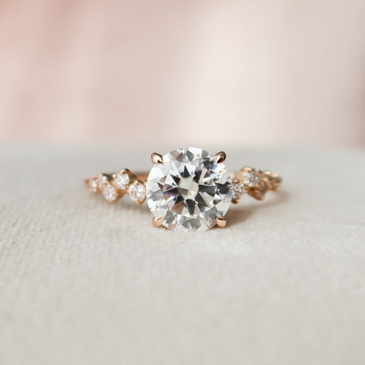 2 CT Round Hidden Halo & Pave Moissanite Engagement Ring