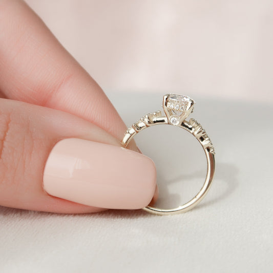 1 CT Round Hidden Halo & Pave Moissanite Engagement Ring