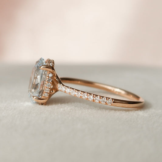2 CT Oval Hidden Halo & Pave Moissanite Engagement Ring