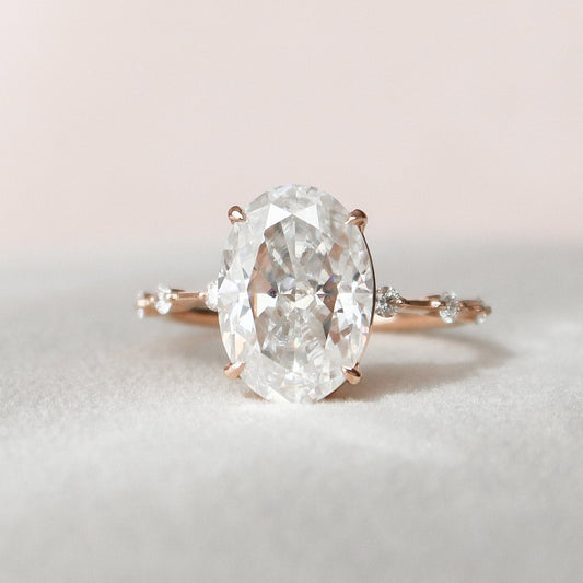 4.5 CT Oval Dainty Pave Moissanite Engagement Ring