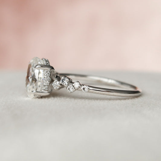 1.5 CT Oval Hidden Halo & Pave Moissanite Engagement Ring