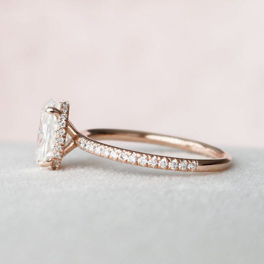 2.5 CT Oval Hidden Halo & Pave Moissanite Engagement Ring