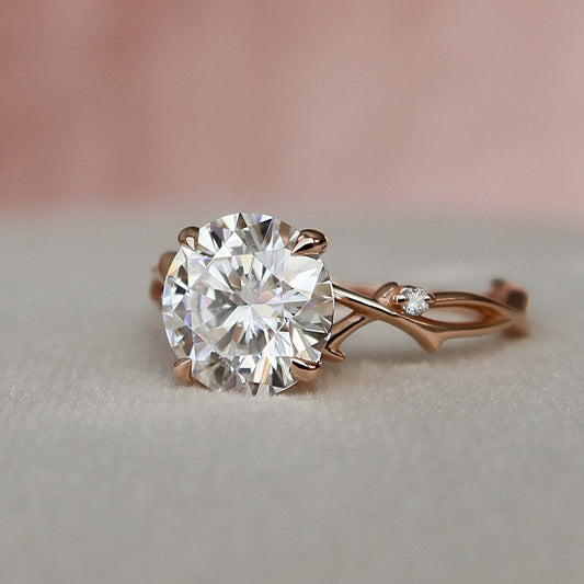 2.5 CT Round Twig Pave Moissanite Engagement Ring