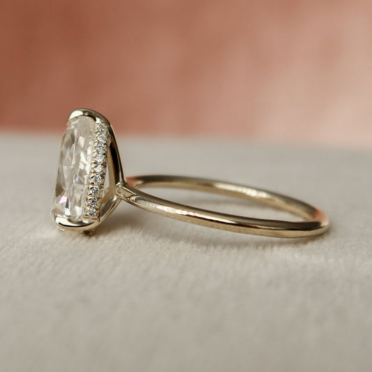 2 CT Pear Hidden Halo Moissanite Engagement Ring