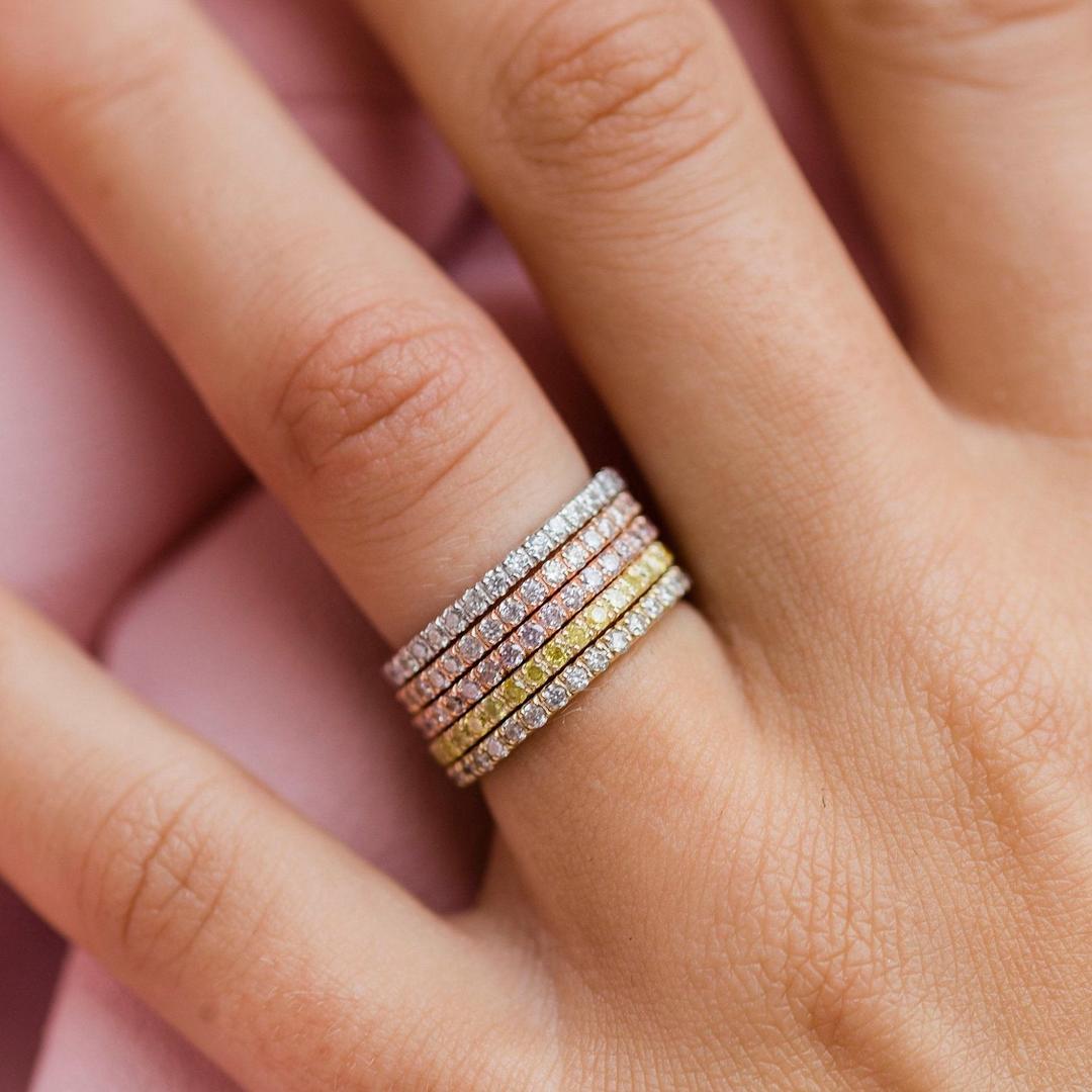 0.25 TCW Round Shaped Moissanite Wedding Band