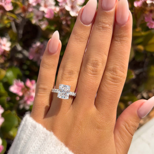 3 CT Radiant Pave Moissanite Engagement Ring