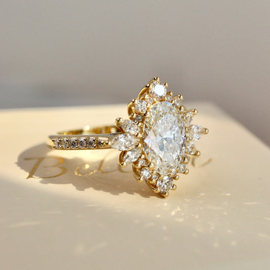 1.40 CT Oval Cluster Moissanite Engagement Ring