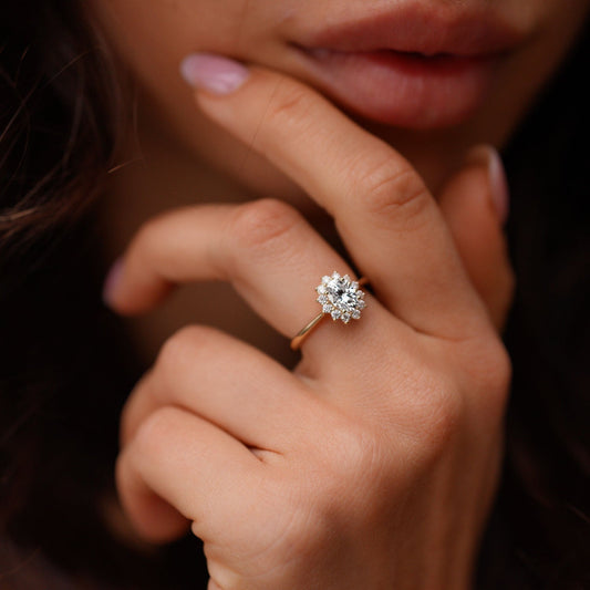 0.75 CT Oval Moissanite Halo Engagement Ring - farrellouise