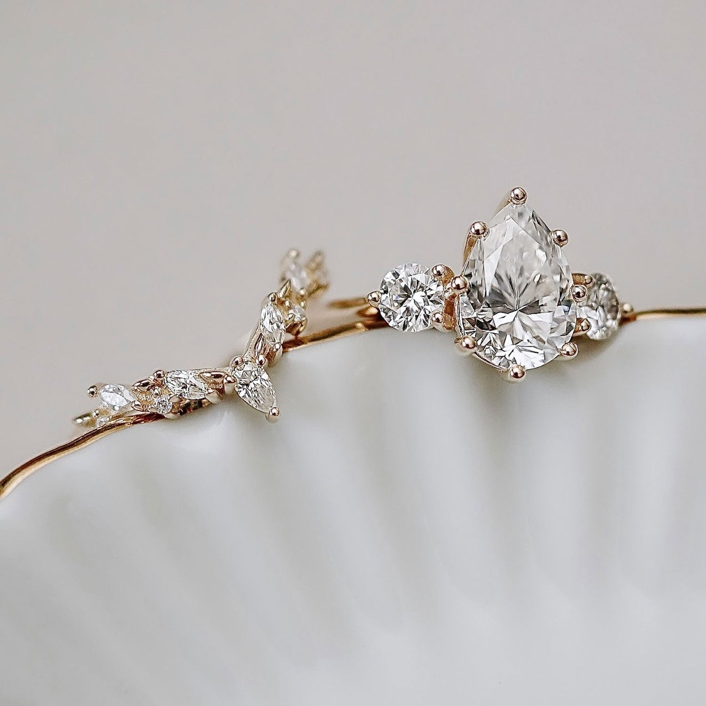 1.93 CT Pear Moissanite Three Stone Engagement Ring - farrellouise