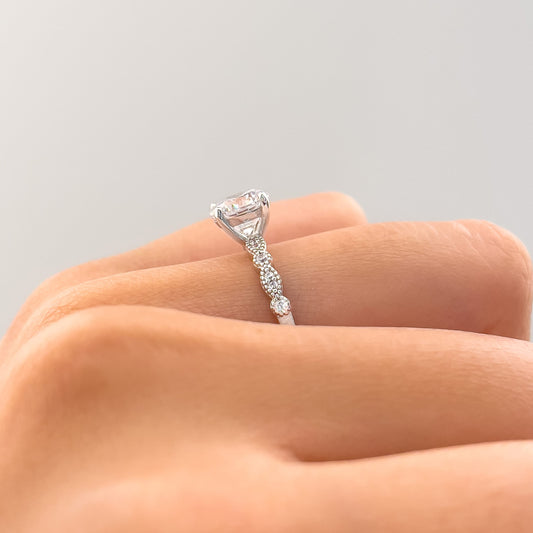 1.5 CT Round Pave Moissanite Engagement Ring