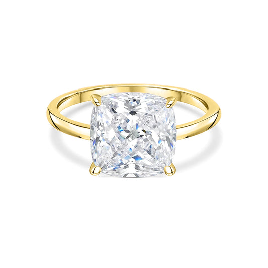 3.5 CT Cushion Hidden Halo Moissanite Engagement Ring
