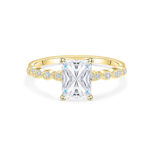 1.5 CT Radiant Pave Moissanite Engagement Ring