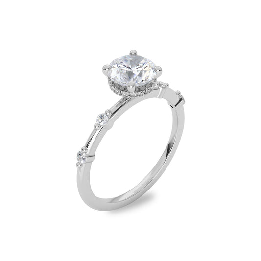 1.30 CT Round Moissanite Hidden Halo Dainty Engagement Ring - farrellouise