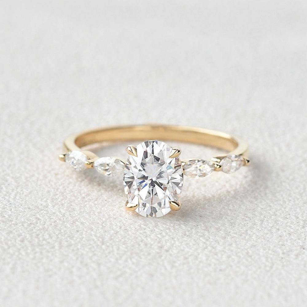 1.33 CT Oval Shaped Moissanite Engagement Ring In Pave Design
