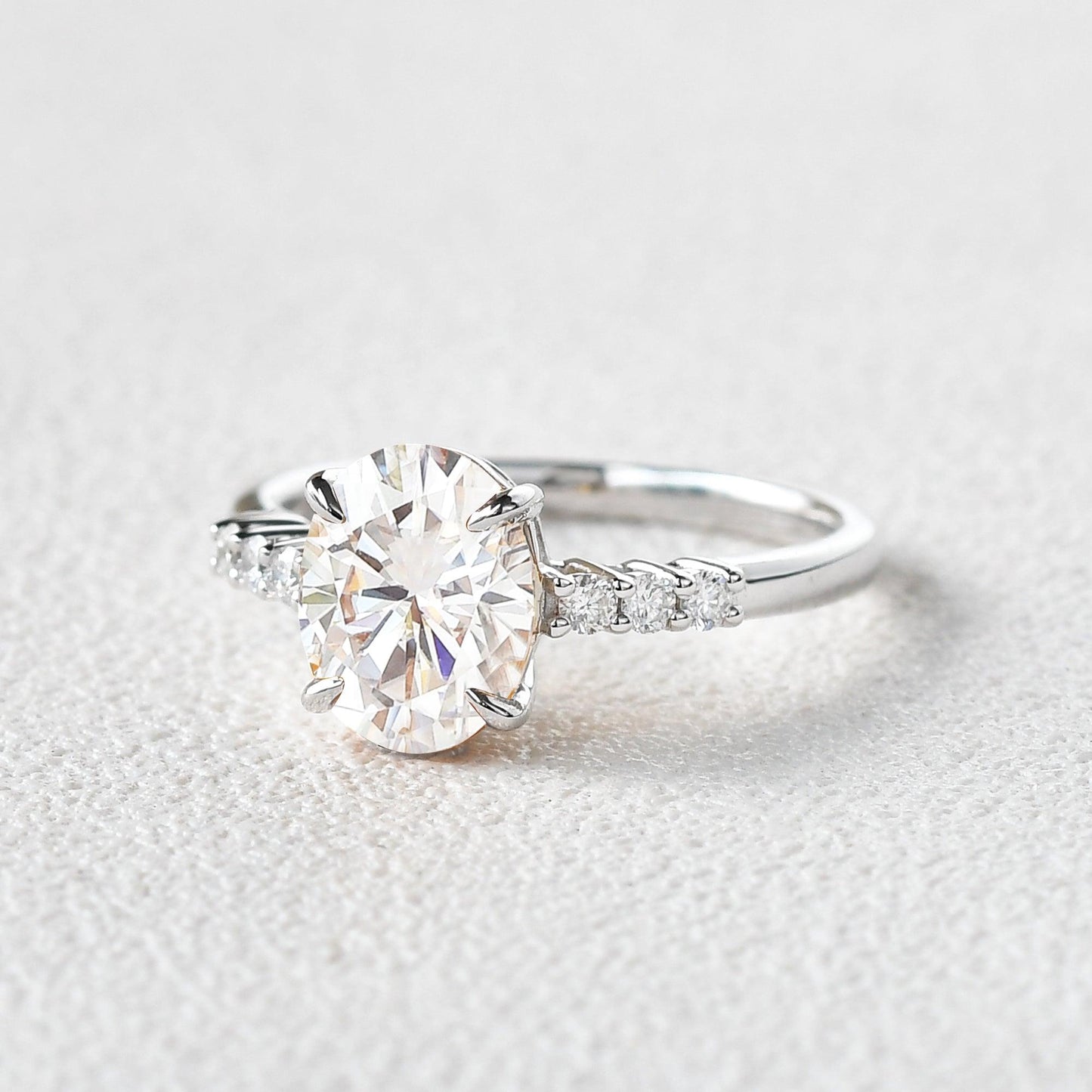 1.91 CT Oval Shaped Moissanite Engagement Ring In Pave Design