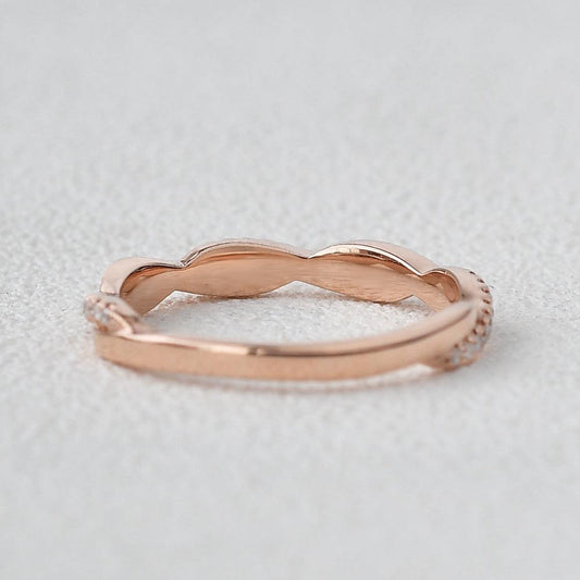 0.12 CT Round Cut Twisted Moissanite Wedding Band 2