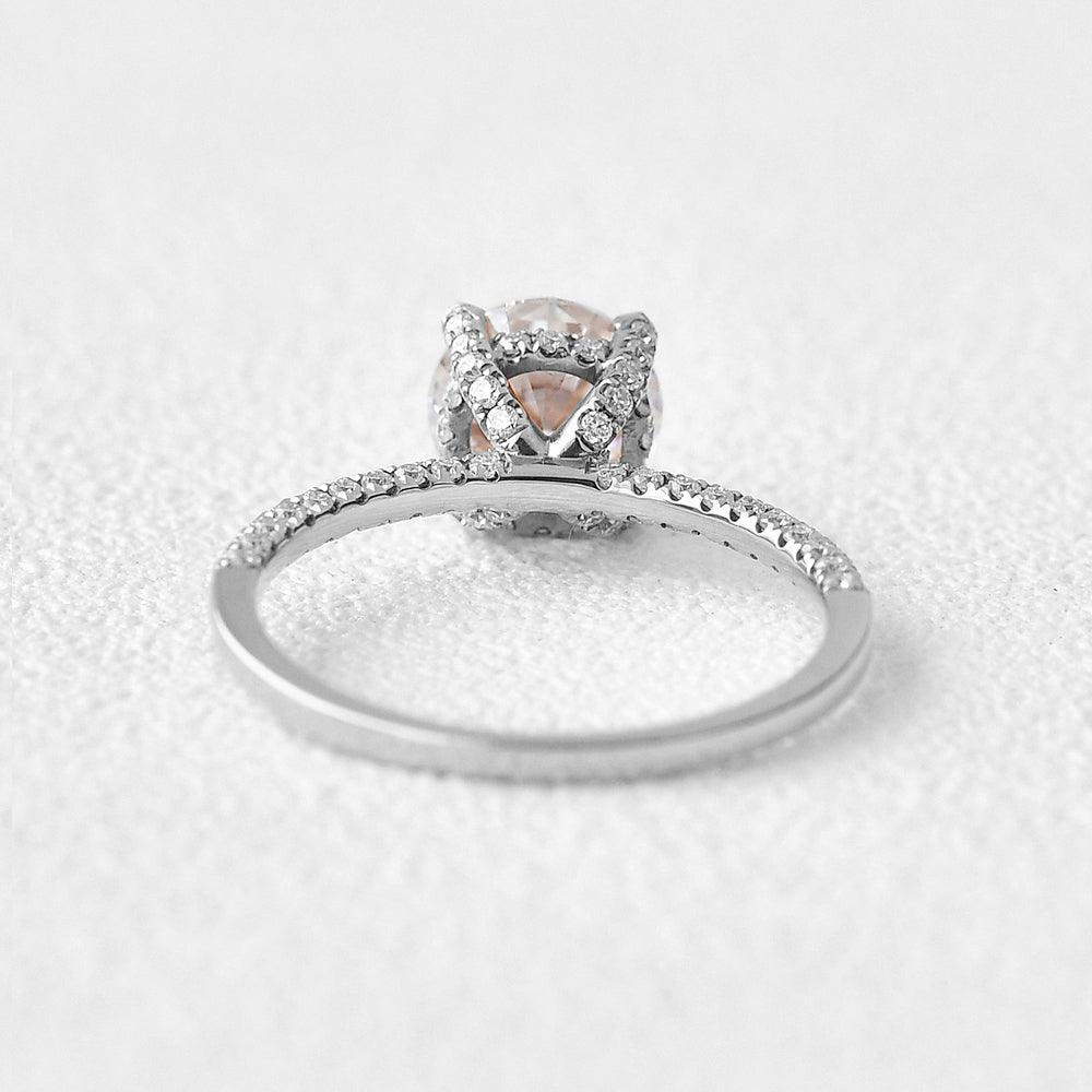 3.2 CT Round Shaped Moissanite Engagement Ring In Hidden Halo Pave Design
