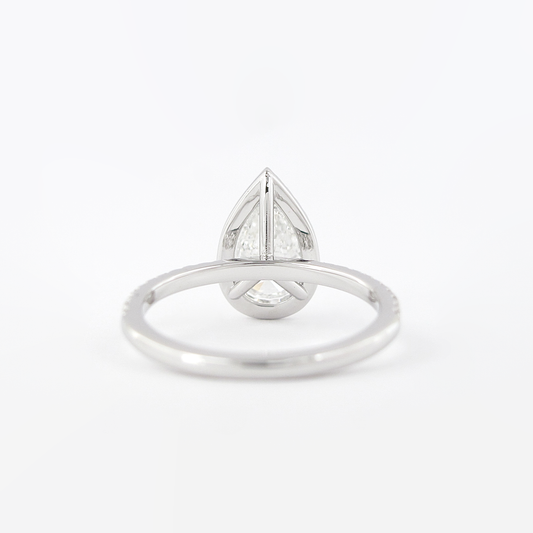1.5 CT Pear Cut Halo Style Moissanite Engagement Ring 2