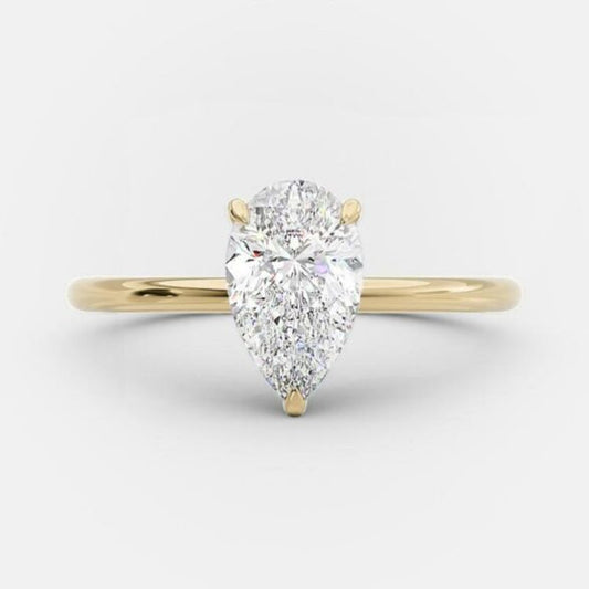 2.5 CT Pear Cut Solitaire Style Moissanite Engagement Ring 7