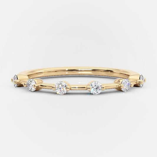 0.30 TCW Round Cut Dainty Pave Setting Moissanite Wedding Band 7