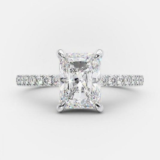3.51 CT Radiant Cut Solitaire & Hidden Halo Setting Moissanite Engagement Ring 5