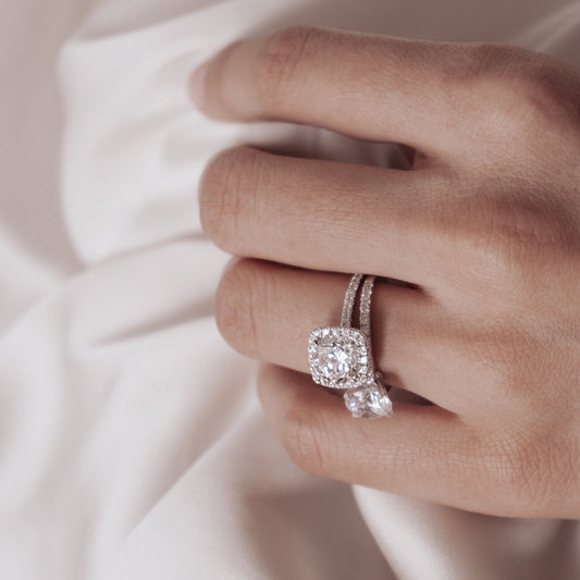 1.50 CT Round Halo & Pave Moissanite Engagement Ring