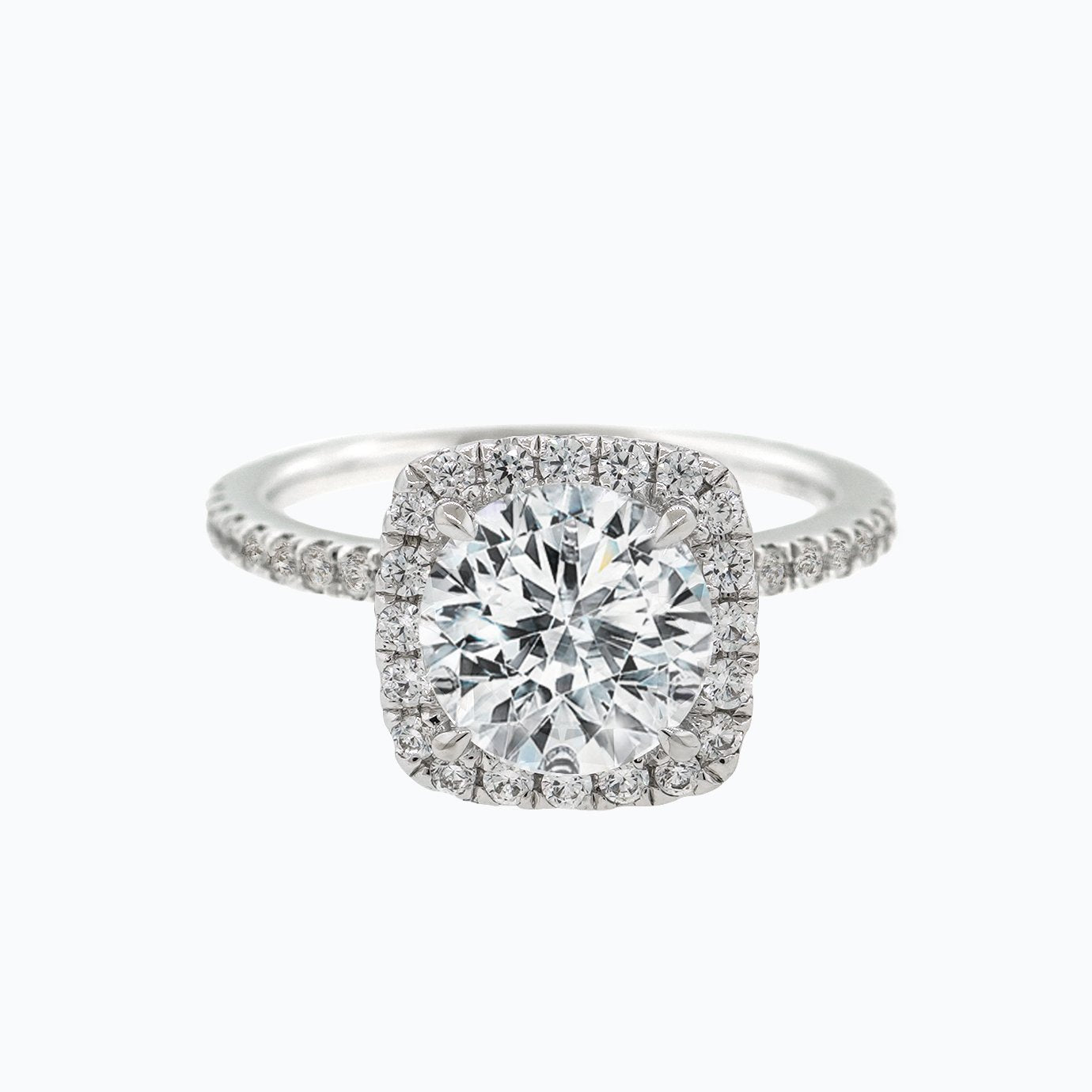 1.50 CT Round Halo & Pave Moissanite Engagement Ring