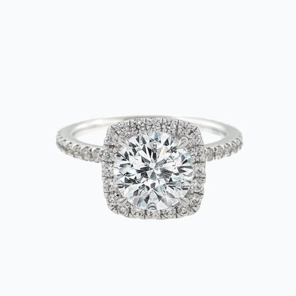 1.50 CT Round Halo & Pave Moissanite Engagement Ring