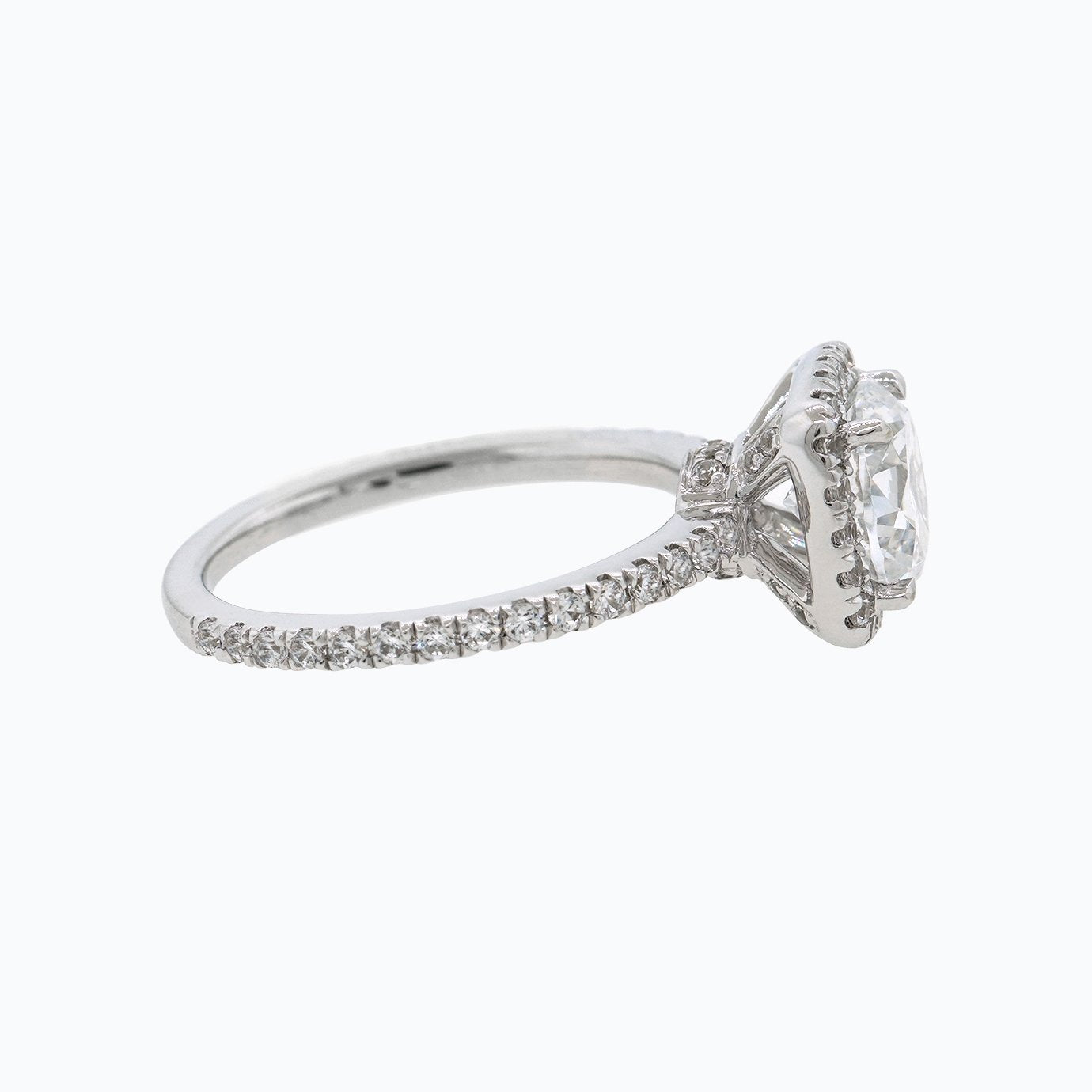 1.50 CT Round Halo & Pave Moissanite Engagement Ring