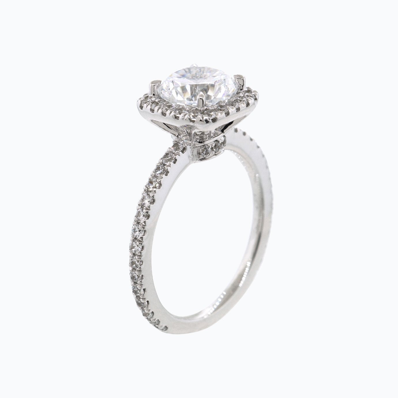 1.50 CT Round Halo & Pave Moissanite Engagement Ring