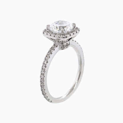 1.50 CT Round Halo & Pave Moissanite Engagement Ring