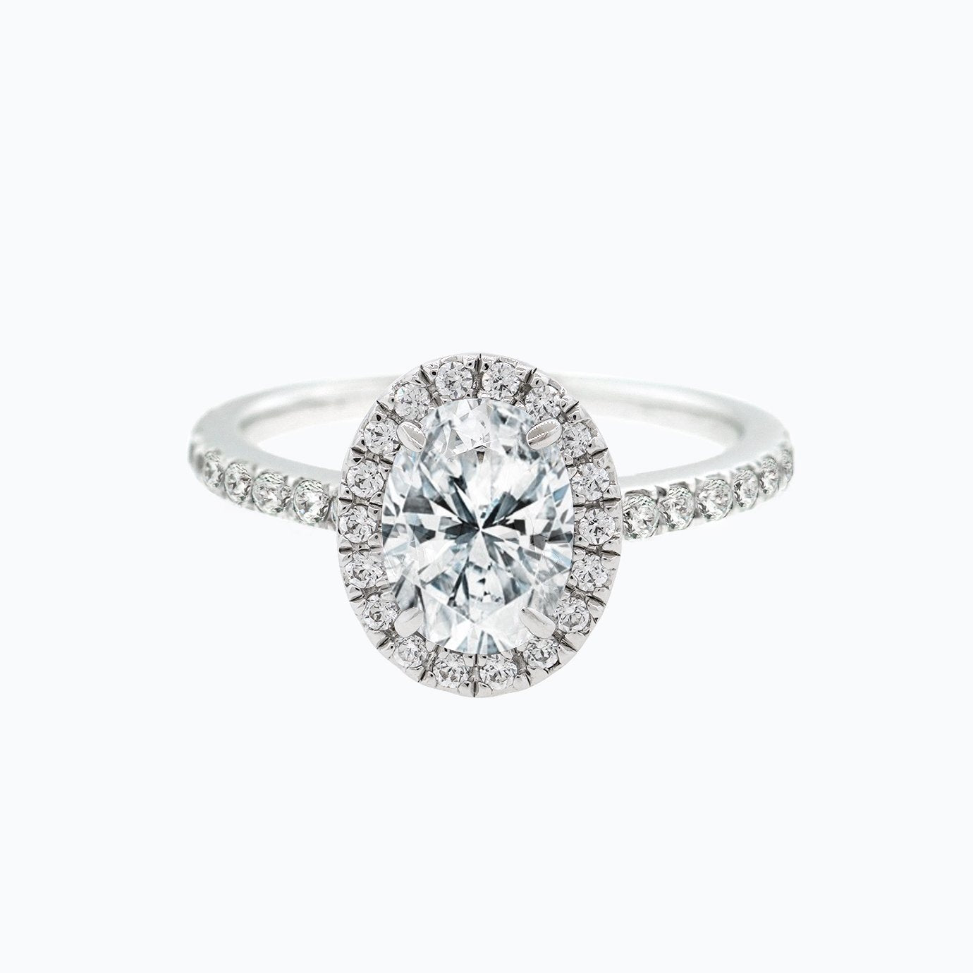 1.50 CT Oval Halo & Pave Moissanite Engagement Ring