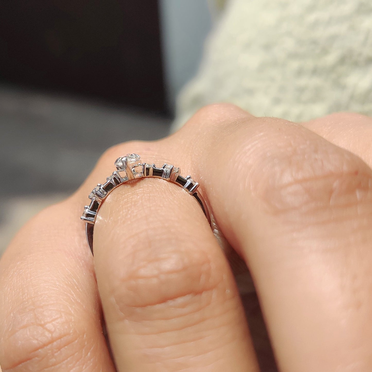 0.50 CT Marquise Dainty Pave Moissanite Engagement Ring