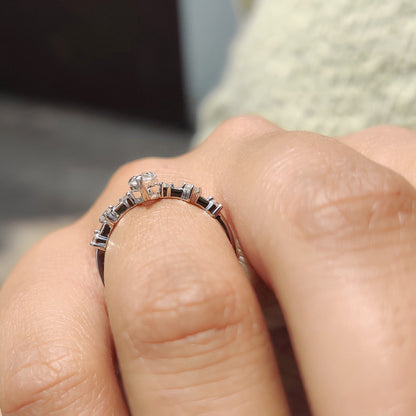 0.50 CT Marquise Dainty Pave Moissanite Engagement Ring