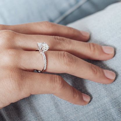 1.50 CT Round Pave Moissanite Engagement Ring