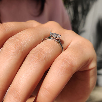 1.5 CT East West Pear Solitaire Moissanite Engagement Ring