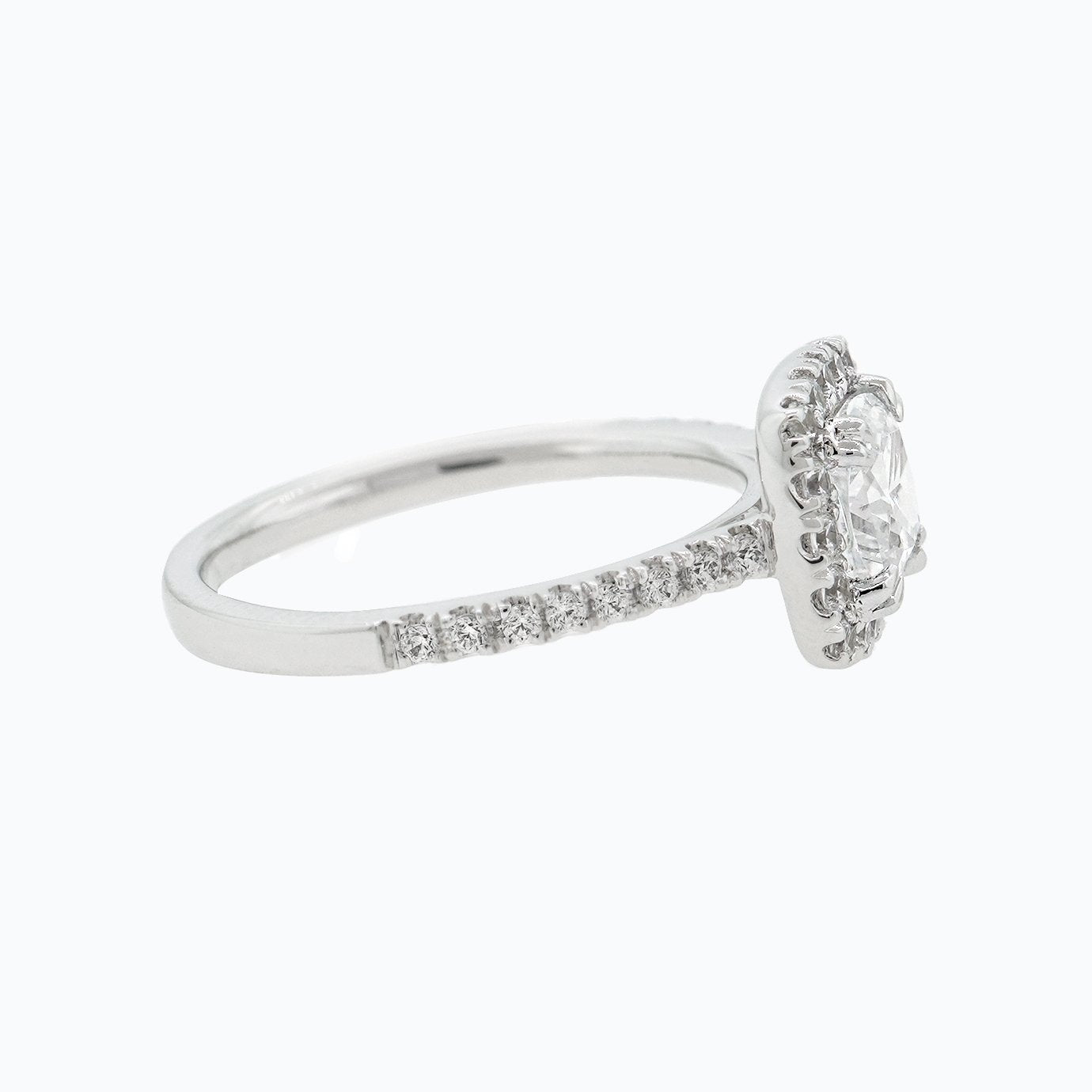 1.50 CT Cushion Halo & Pave Moissanite Engagement Ring