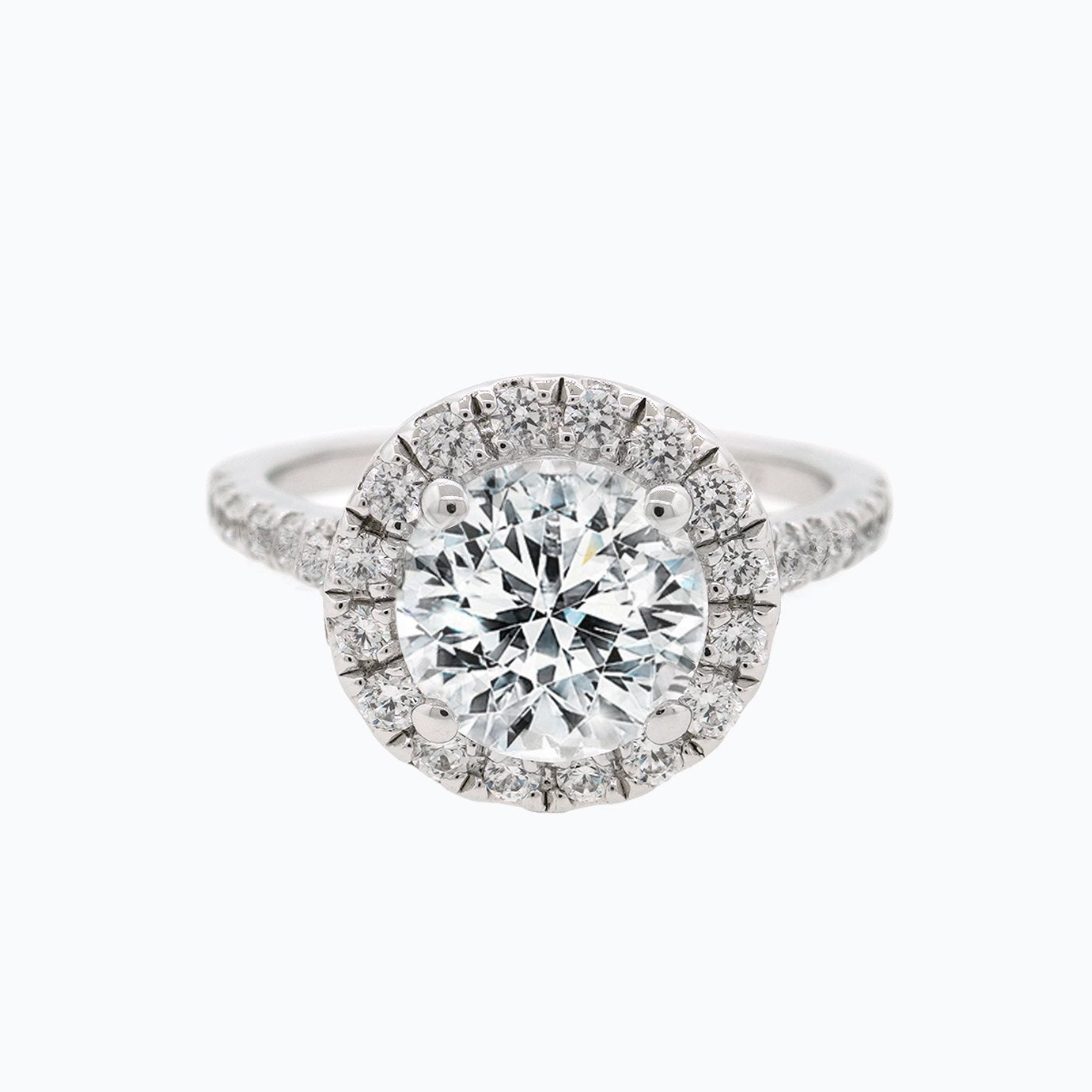 1.50 CT Round Halo & Pave Moissanite Engagement Ring