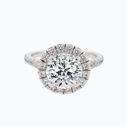 1.50 CT Round Halo & Pave Moissanite Engagement Ring
