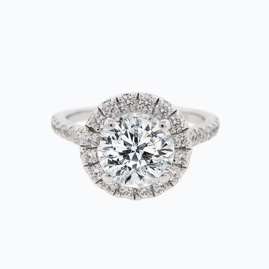 1.50 CT Round Halo & Pave Moissanite Engagement Ring