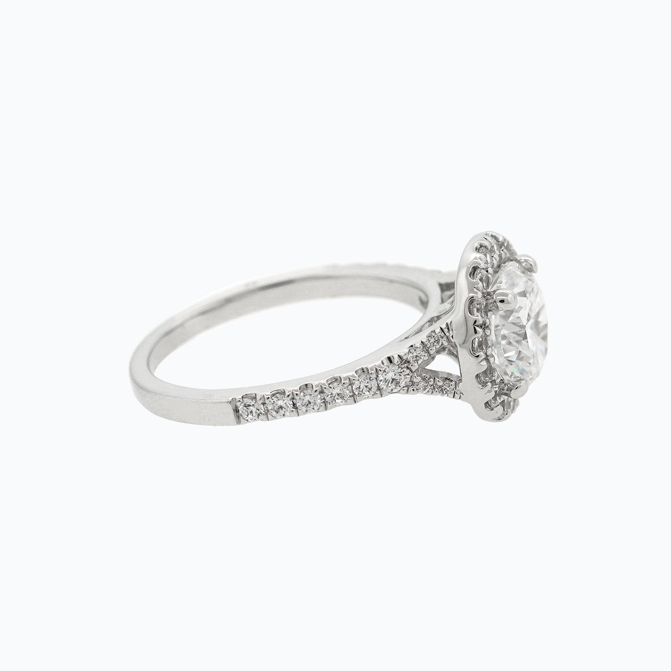 1.50 CT Round Halo & Pave Moissanite Engagement Ring