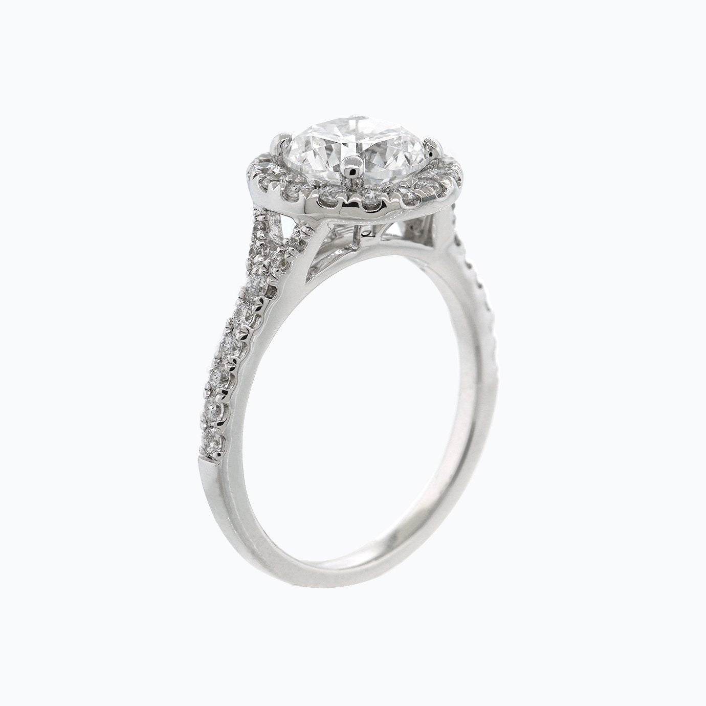 1.50 CT Round Halo & Pave Moissanite Engagement Ring