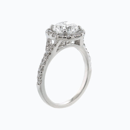 1.50 CT Round Halo & Pave Moissanite Engagement Ring