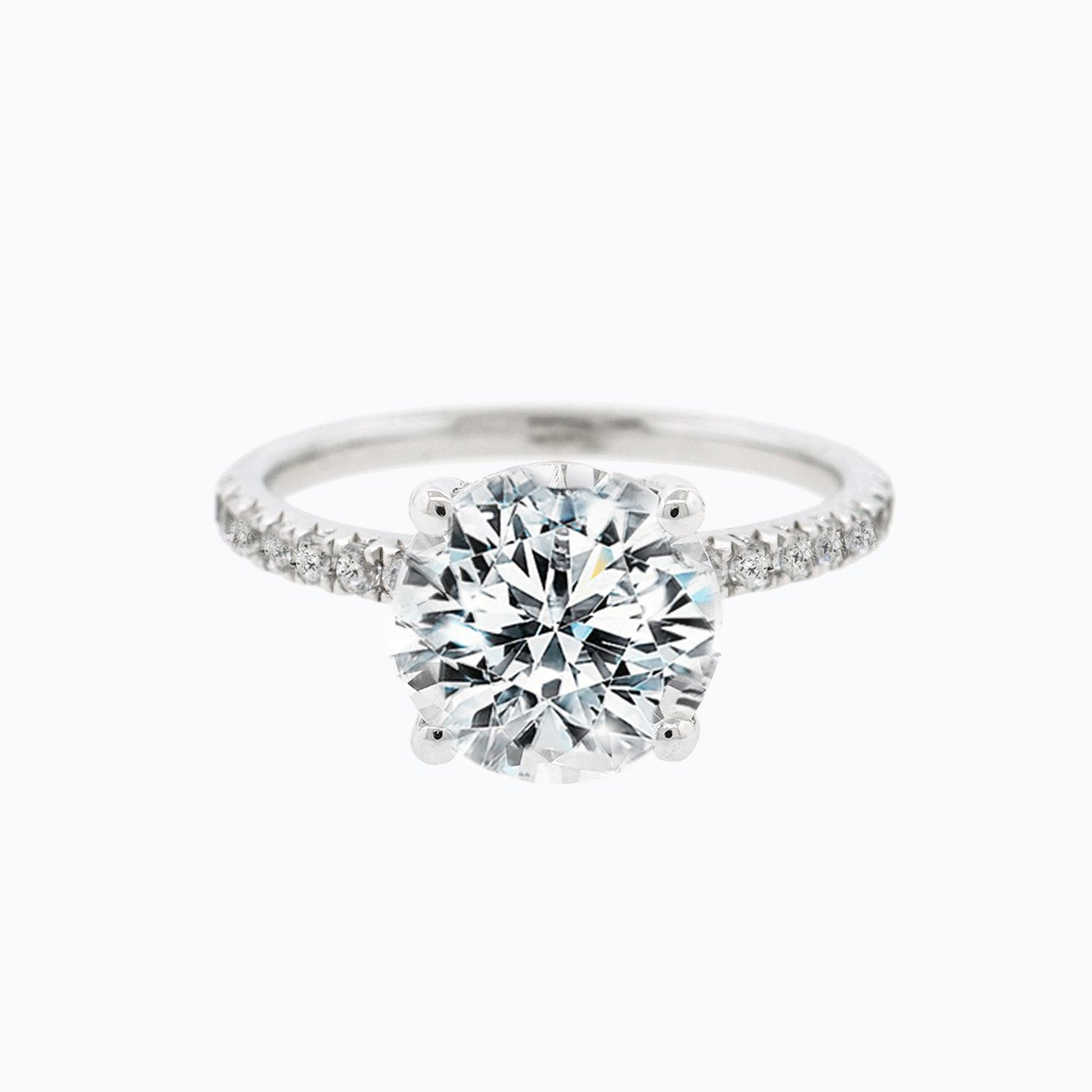 2 CT Round Pave Moissanite Engagement Ring